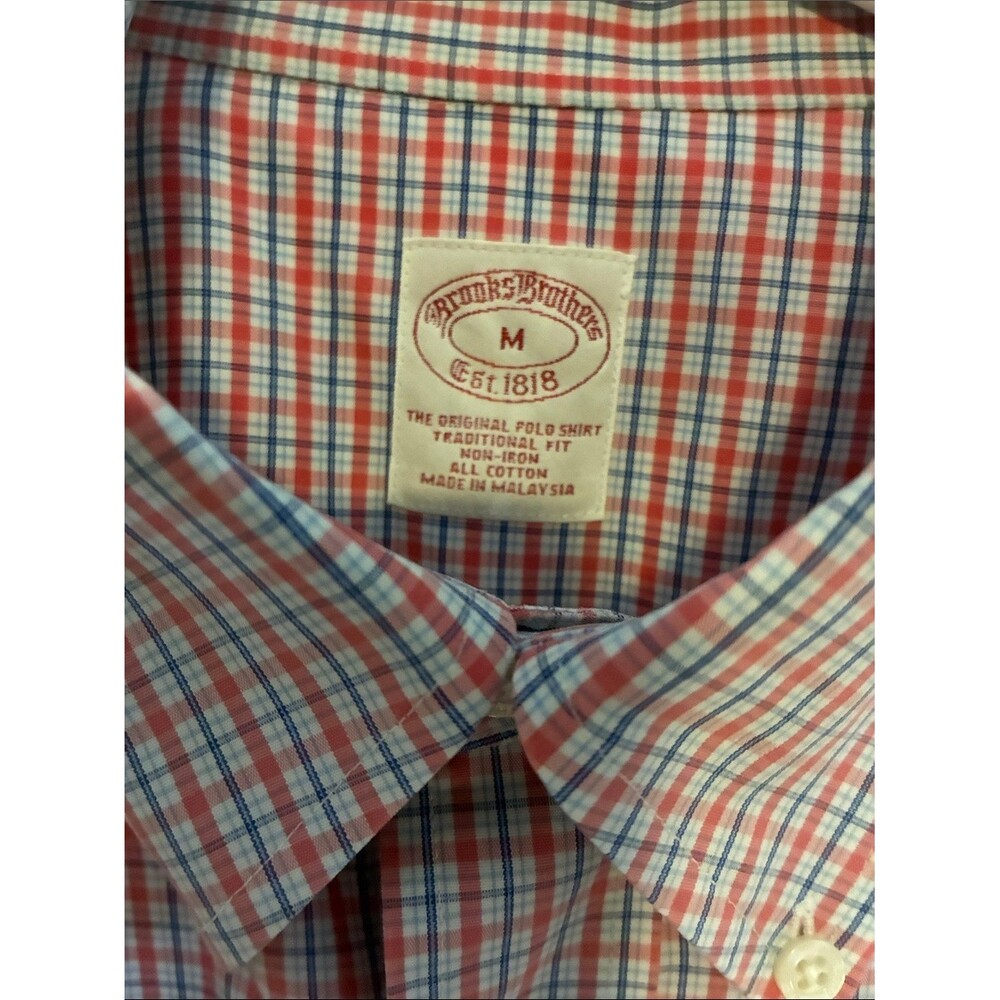 Brooks Brothers Pink and Blue Checked Short-Sleeve Button-Down Shirt - Picture 2 of 3